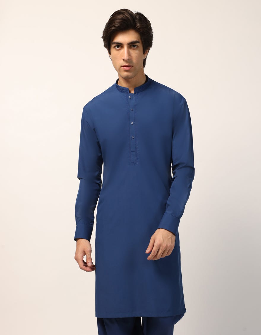PRUSSIAN BLUE SEMI-FORMAL KAMEEZ SHALWAR