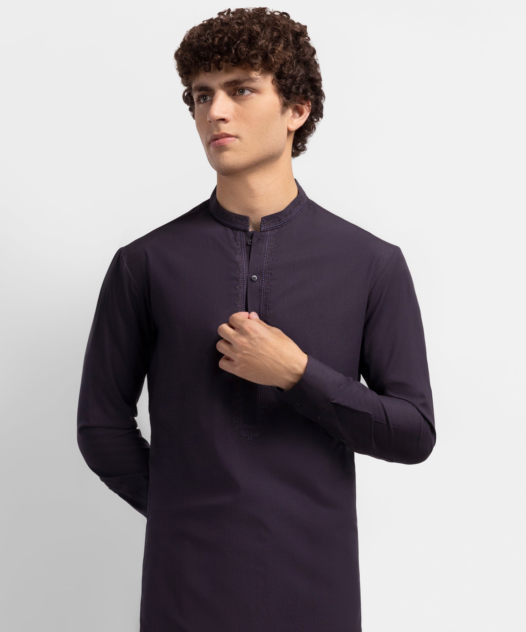 Deep Purple Semi-Formal Kameez Shalwar