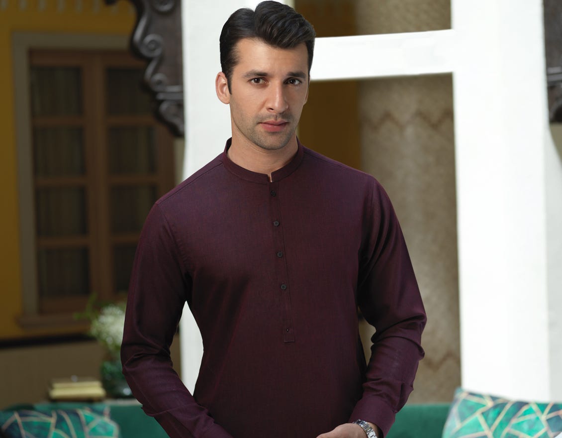 MAROON BLENDED KAMEEZ SHALWAR | JJKS-A-42262