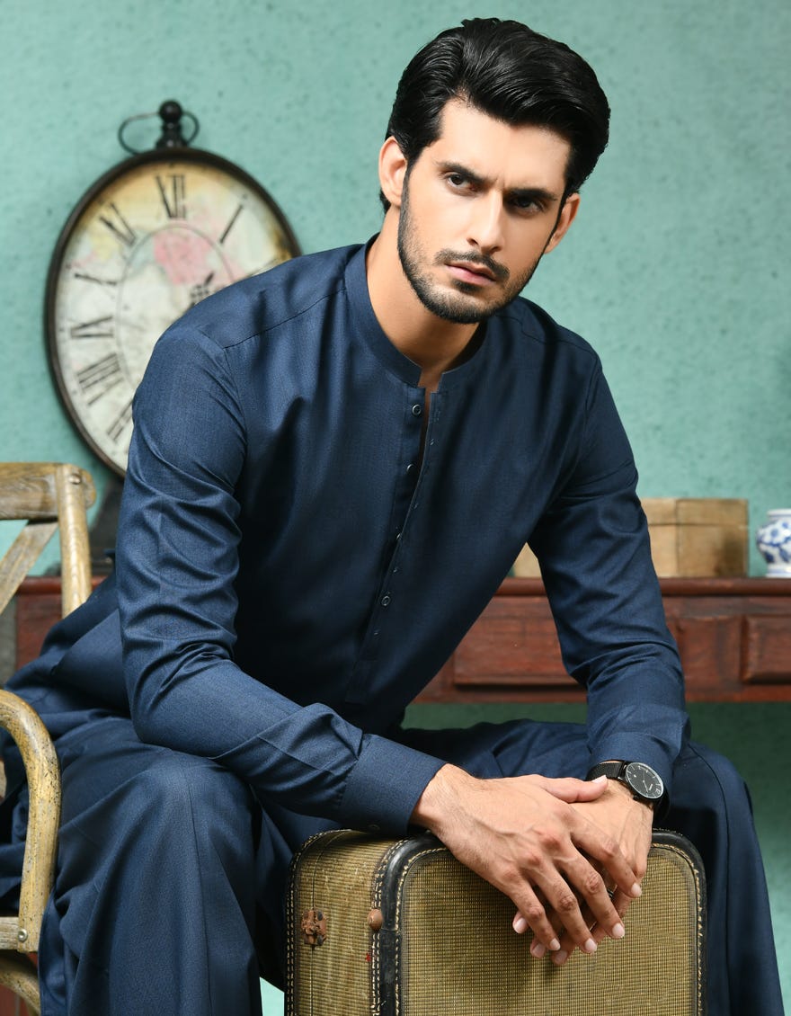 BLUE BLENDED KAMEEZ SHALWAR | JJKS-A-42266