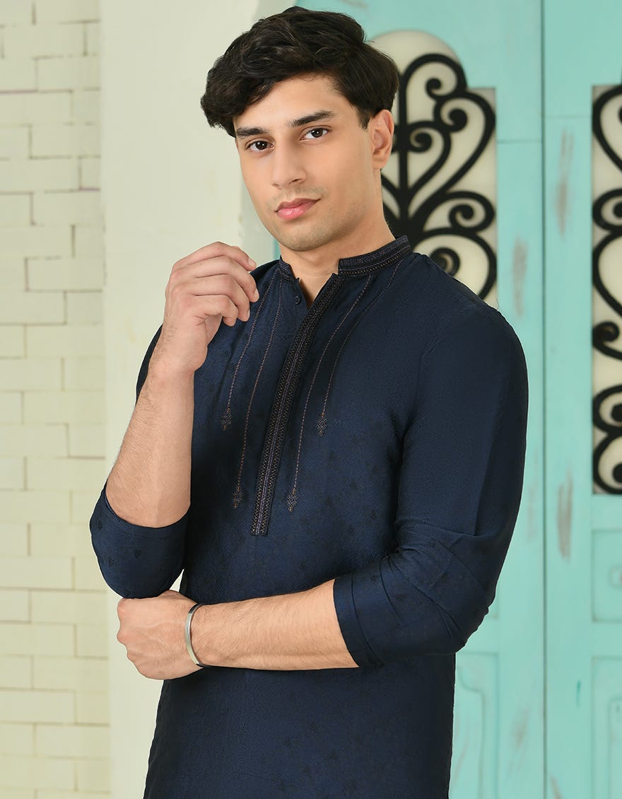 NAVY BLUE BLENDED SPECIAL KURTA