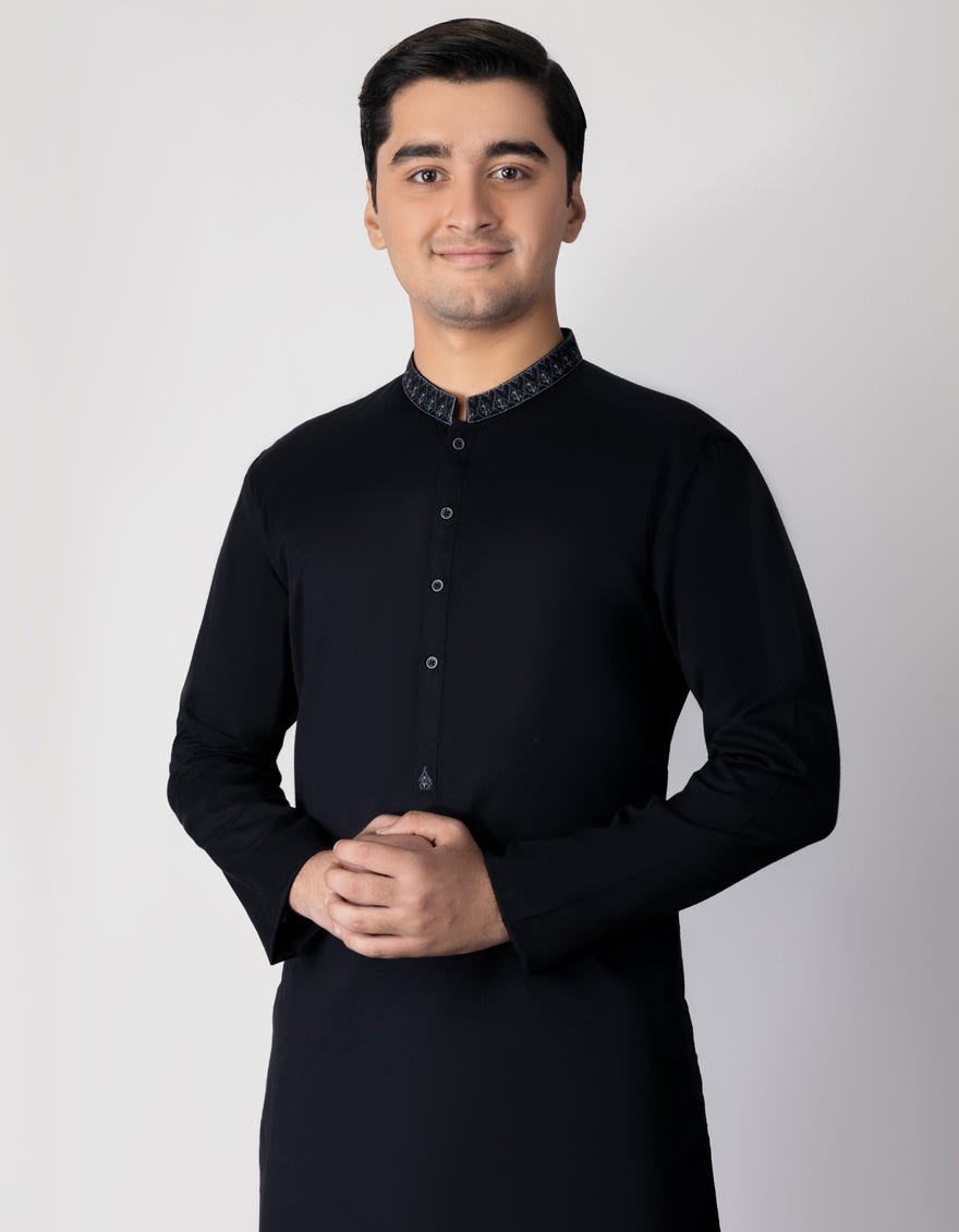 BLACK COTTON KURTA | JTK-A-46013