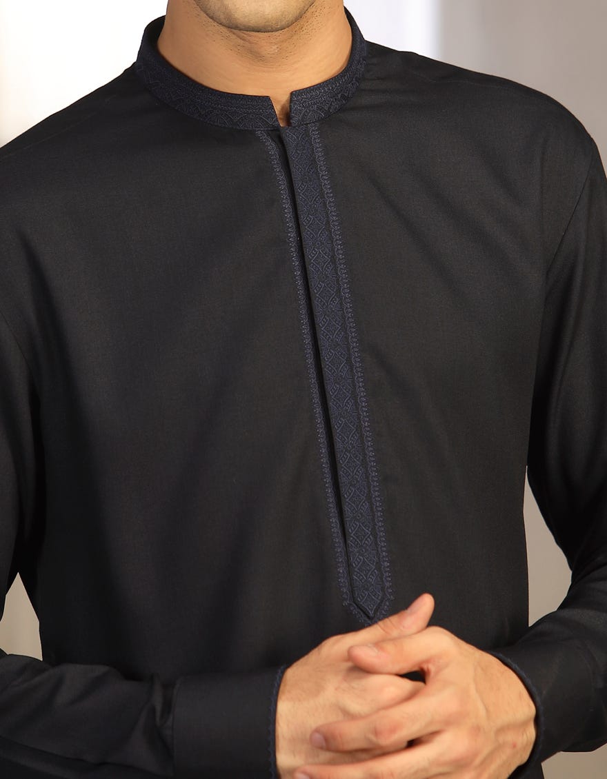 NAVY BLENDED KAMEEZ SHALWAR | JTKS-A-46014