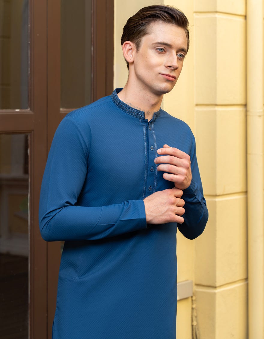 DARK BLUE BLENDED KURTA | JTK-A-46024