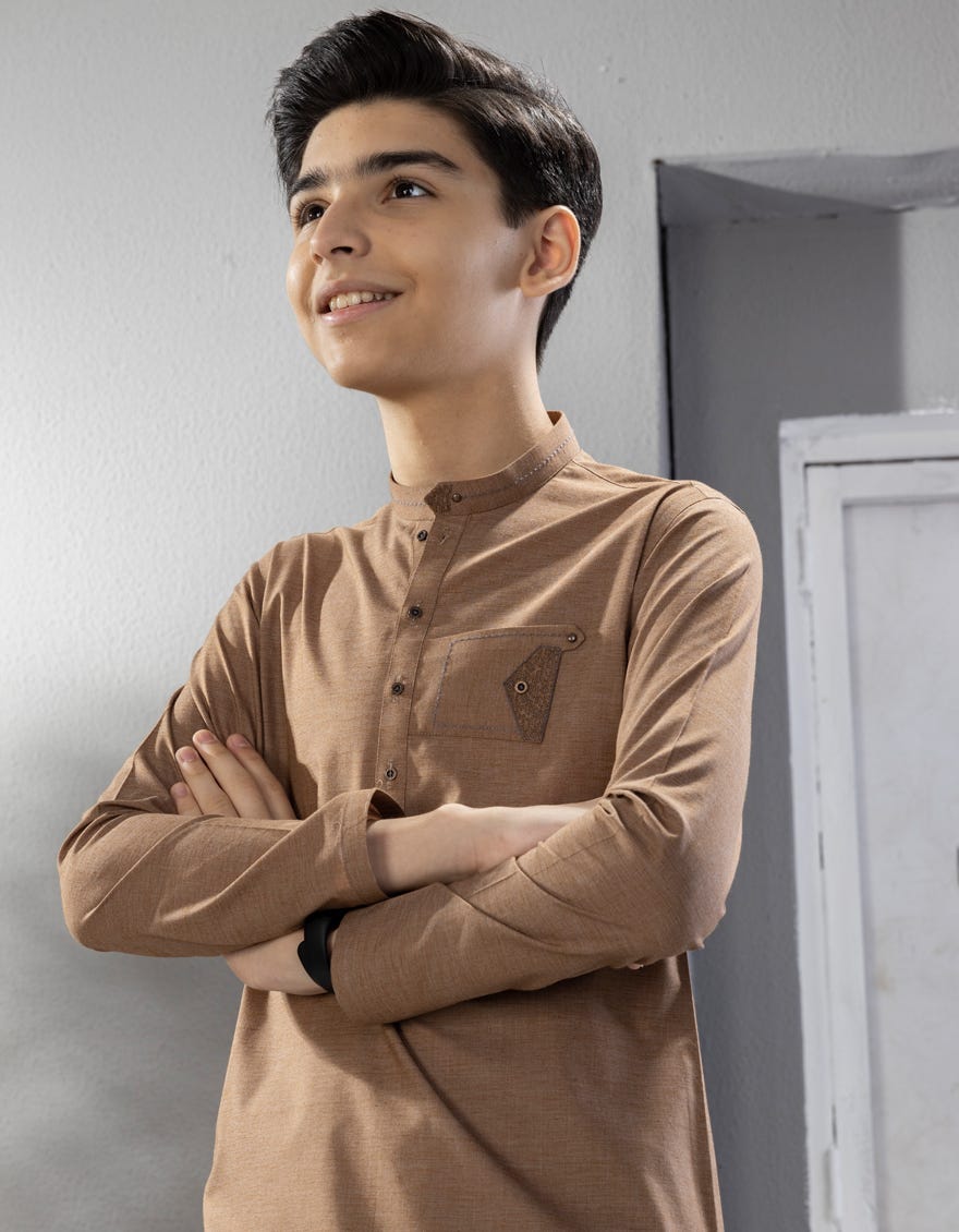 BROWN BLENDED KAMEEZ SHALWAR | JCKS-A-46026