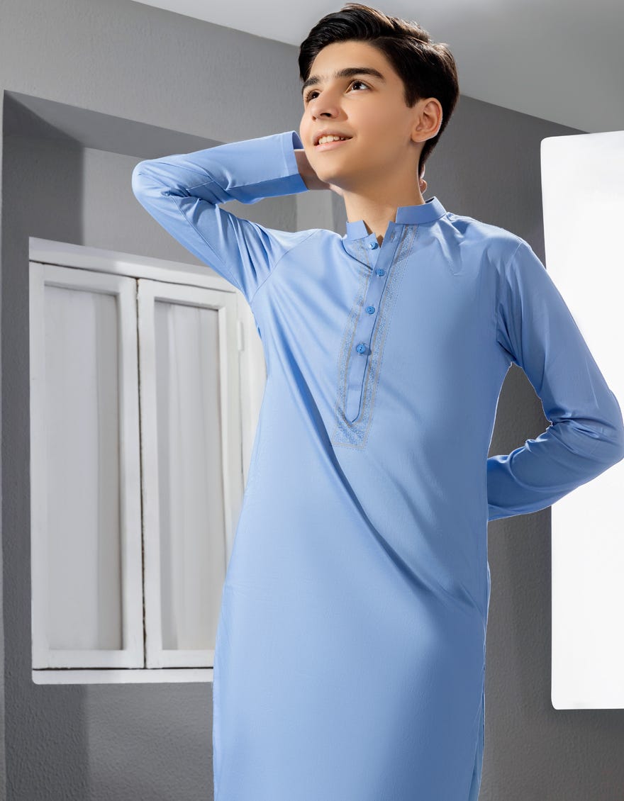 BLUE COTTON KAMEEZ SHALWAR | JCKS-S-46035