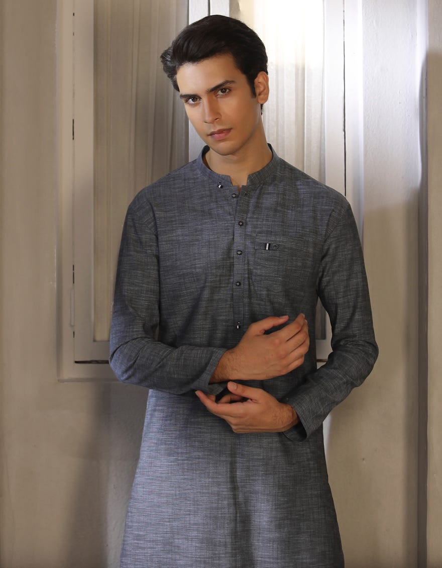 DENIM BLUE COTTON KURTA | JTK-W-46064