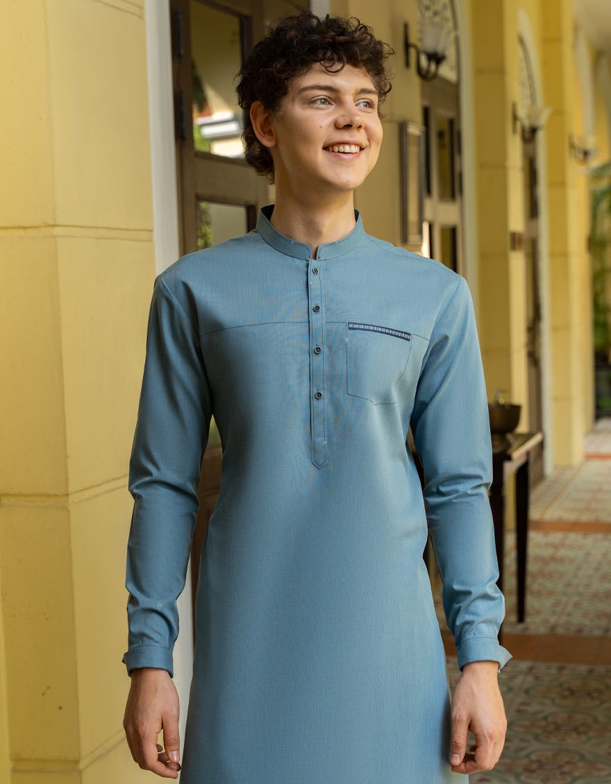PALE BLUE BLENDED KURTA | JTK-S-46048