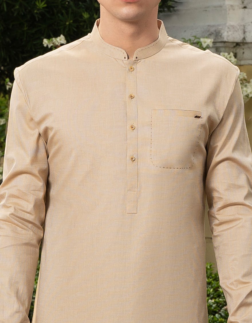 BEIGE COTTON KAMEEZ SHALWAR | JTKS-S-46049