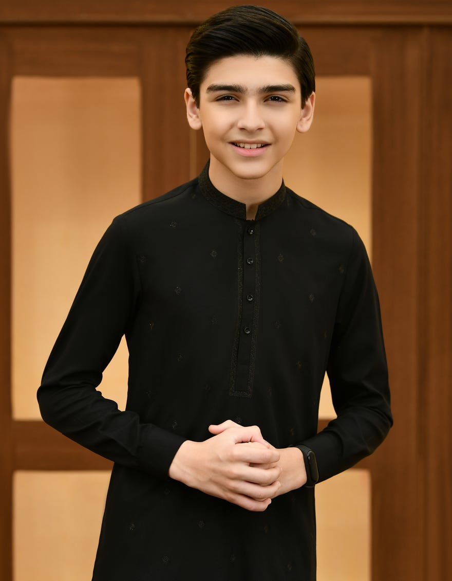 BLACK BLENDED KAMEEZ SHALWAR | JCKS-S-46055