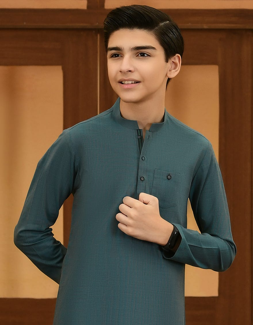 TEAL COTTON KAMEEZ SHALWAR | JCKS-A-46057