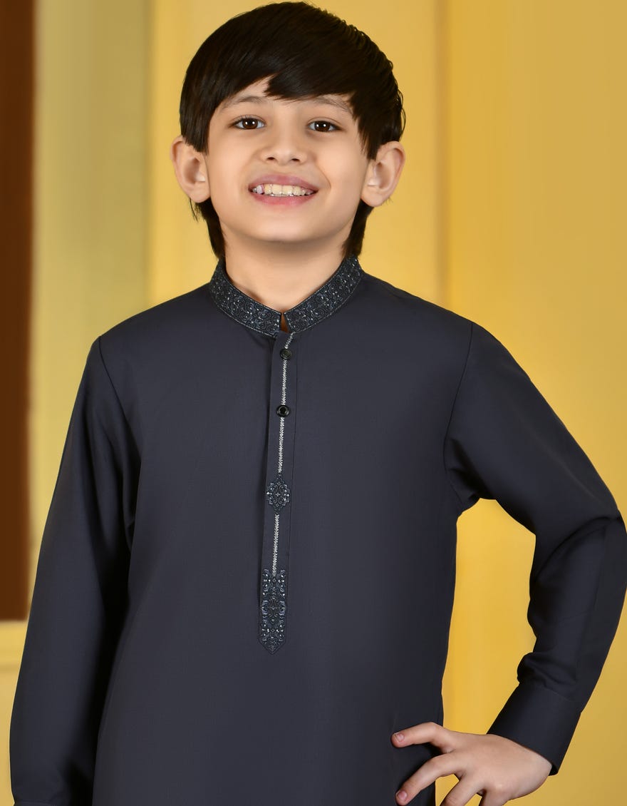 DARK GREY BLENDED KAMEEZ SHALWAR | JCKS-S-46061