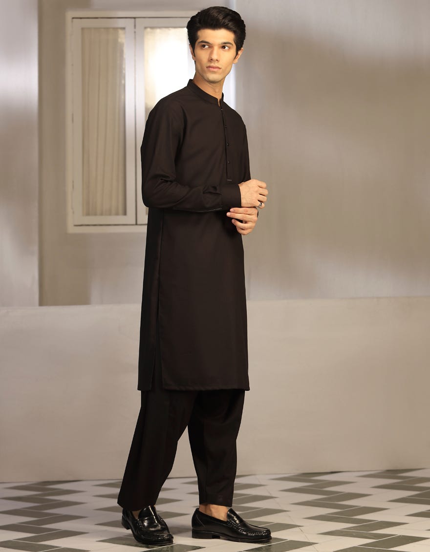 BLACK BLENDED KAMEEZ SHALWAR | JTKS-W-46063