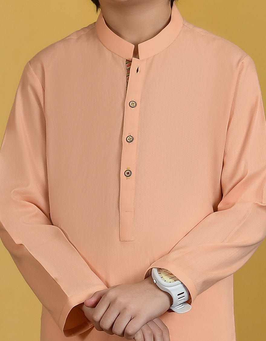 PEACH COTTON KURTA | JCK-A-46065