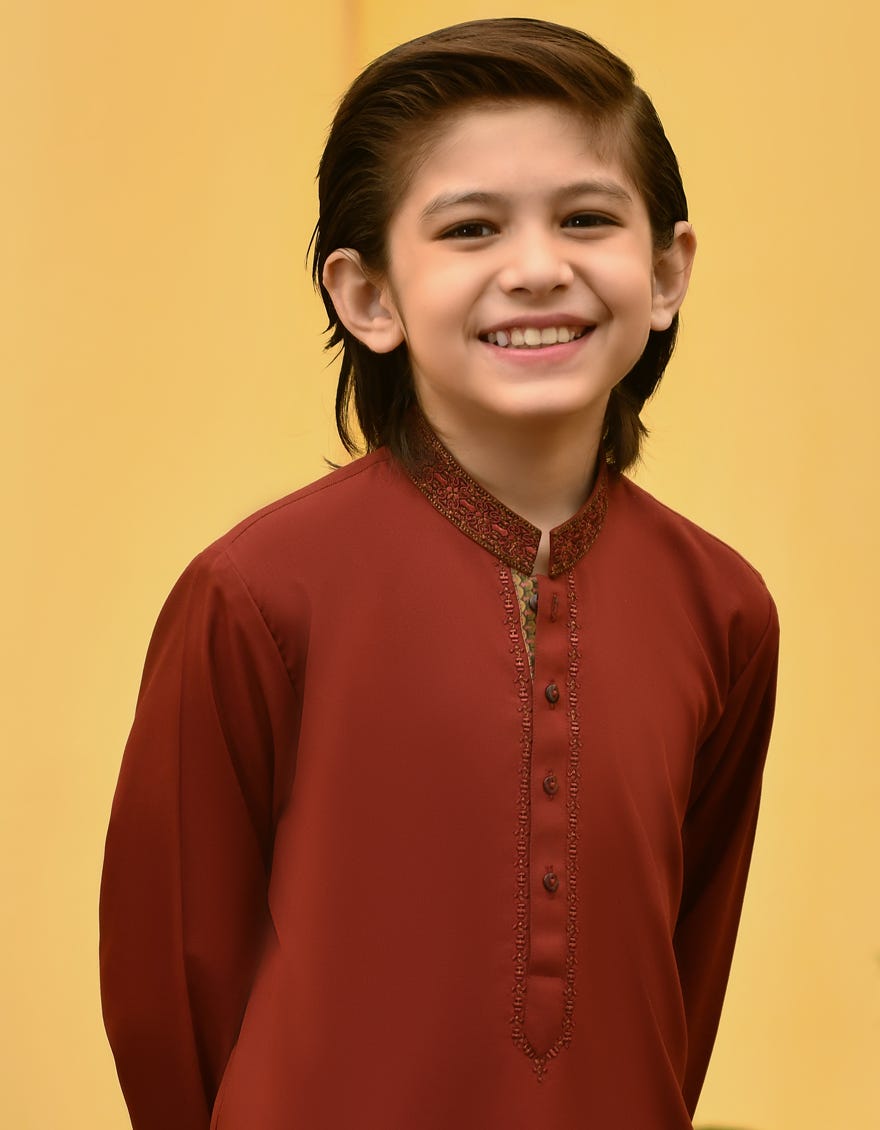 MAROON BLENDED KAMEEZ SHALWAR | JCKS-S-46073