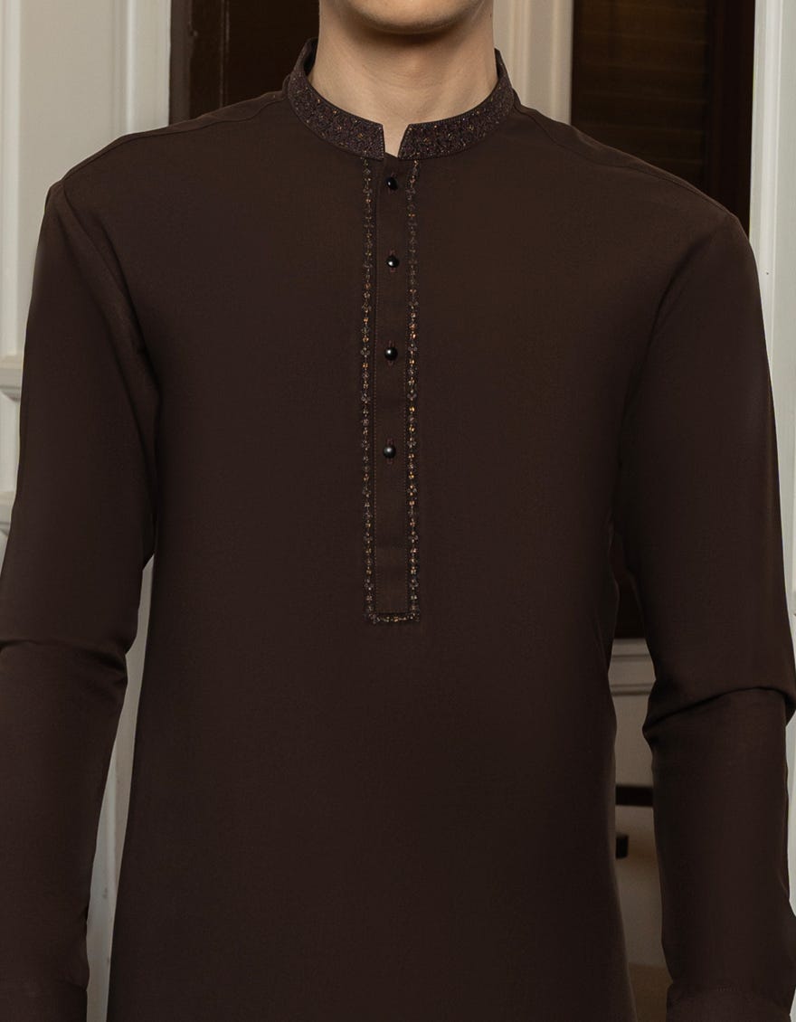 COFFEE BROWN BLENDED KAMEEZ SHALWAR | JTKS-S-46092