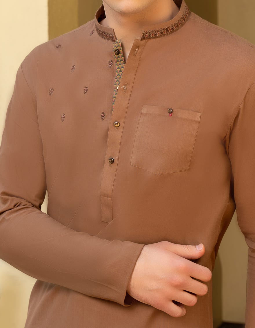 RUSTIC BROWN COTTON KURTA | JTK-A-46098