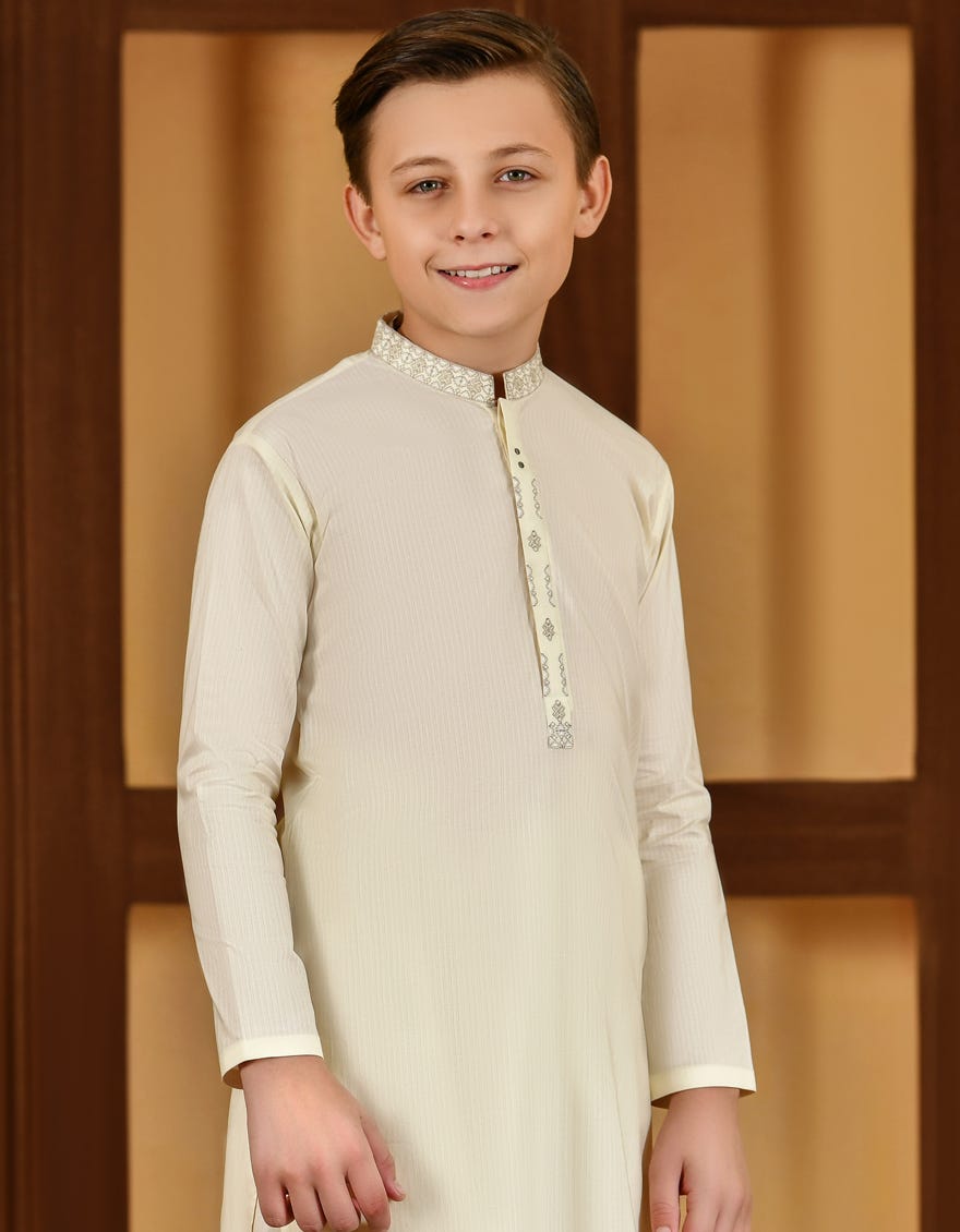 OFF WHITE COTTON KAMEEZ SHALWAR | JCKS-S-46100