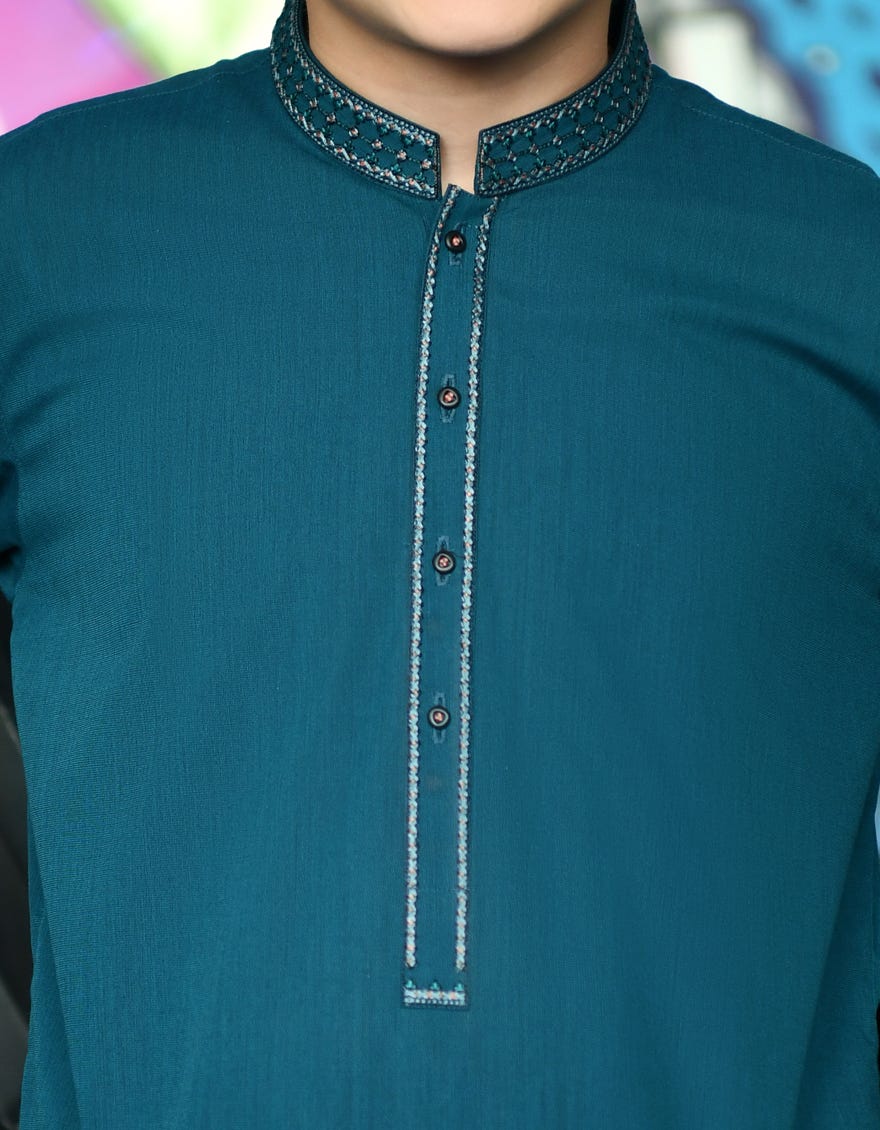 TEAL BLUE CVC KAMEEZ SHALWAR | JCKS-A-46103