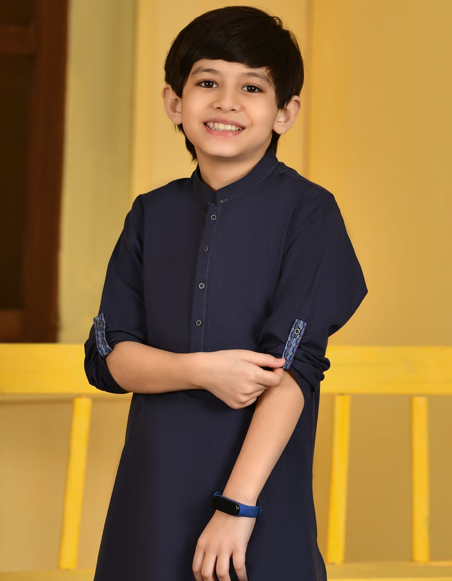 MIDNIGHT BLUE COTTON KURTA | JCK-A-46113