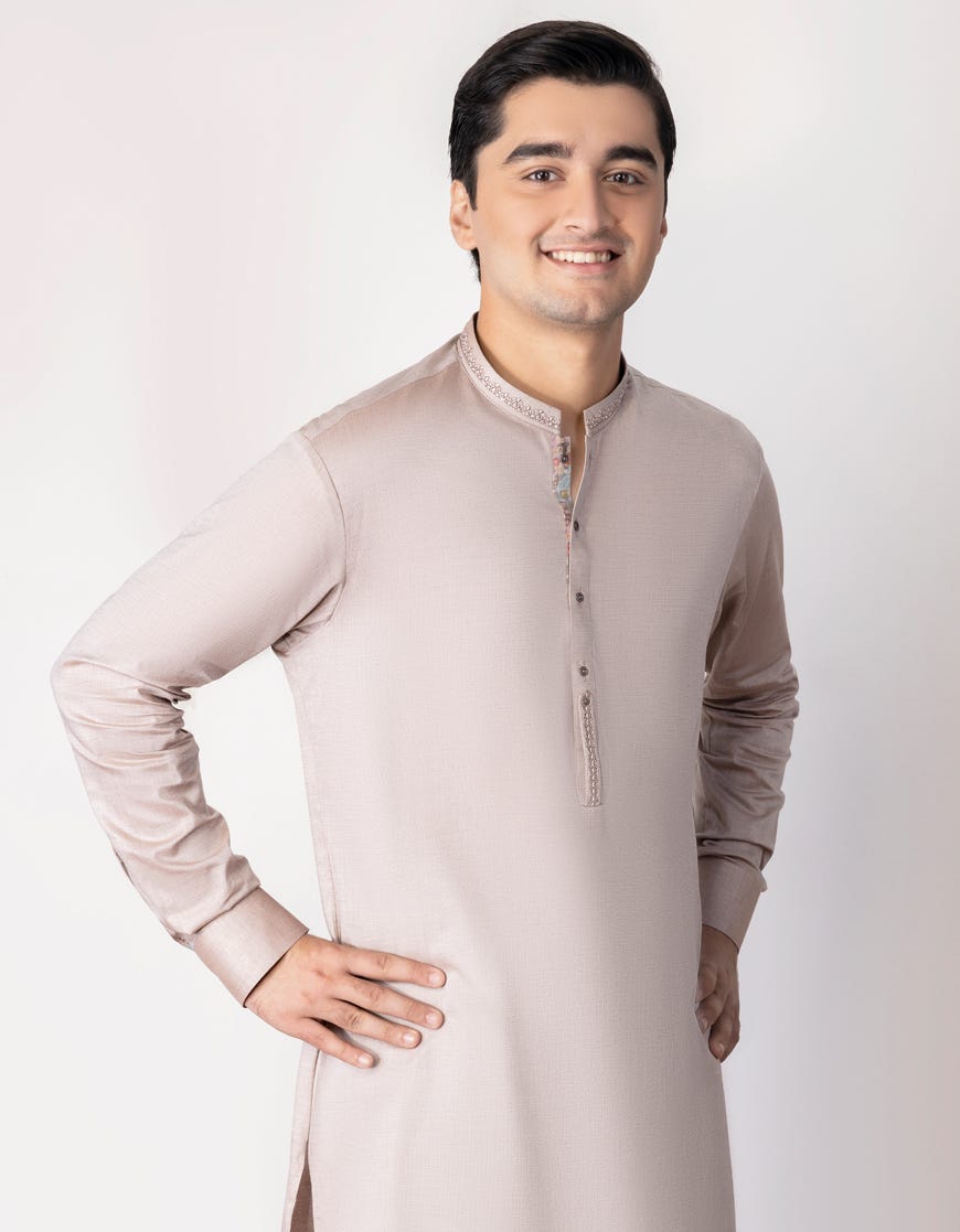 LIGHT BROWN COTTON KURTA PAJAMA | JTKP-S-46124