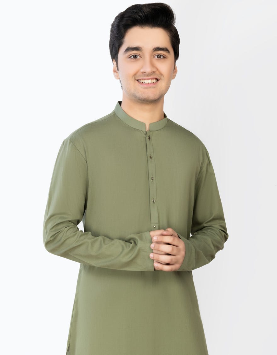 GREEN COTTON KURTA | JTK-A-46134