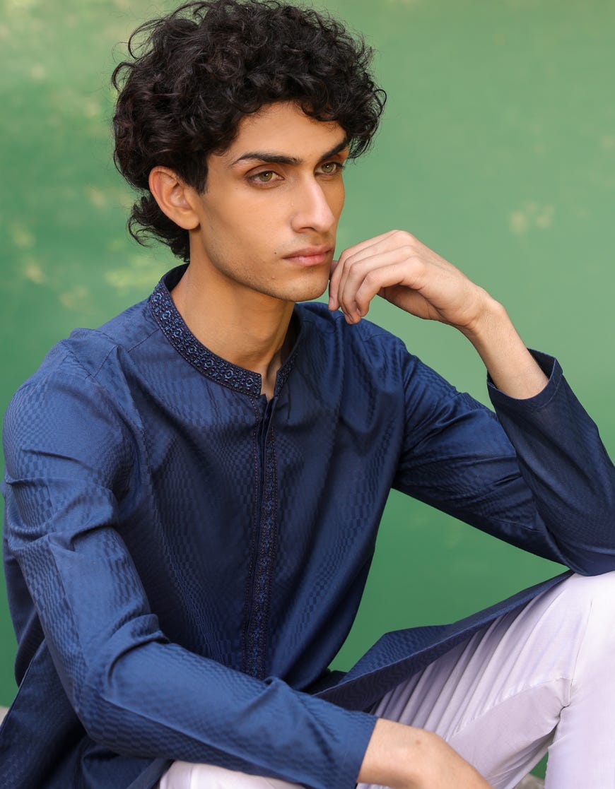 BLUE COTTON KURTA | JTK-S-46145