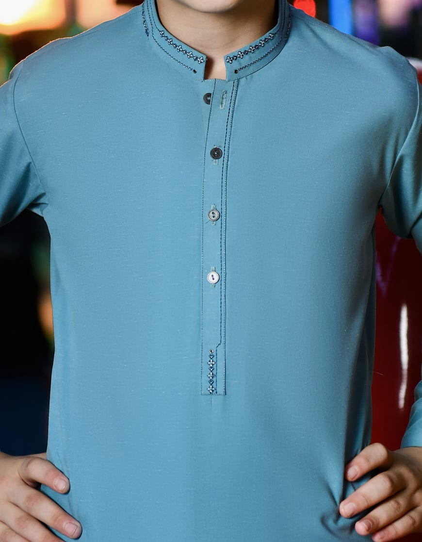 PALE BLUE BLENDED KAMEEZ SHALWAR | JCKS-S-46146