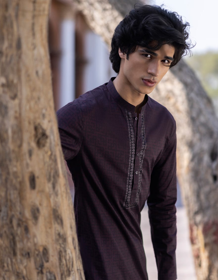 MAROON COTTON KURTA | JTK-S-46149