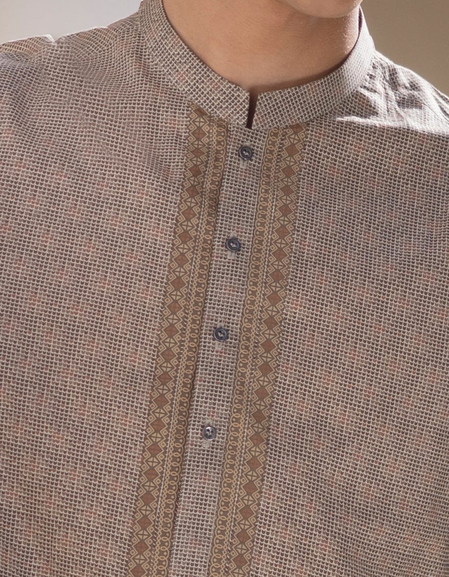 BEIGE COTTON KURTA | JTK-S-46150