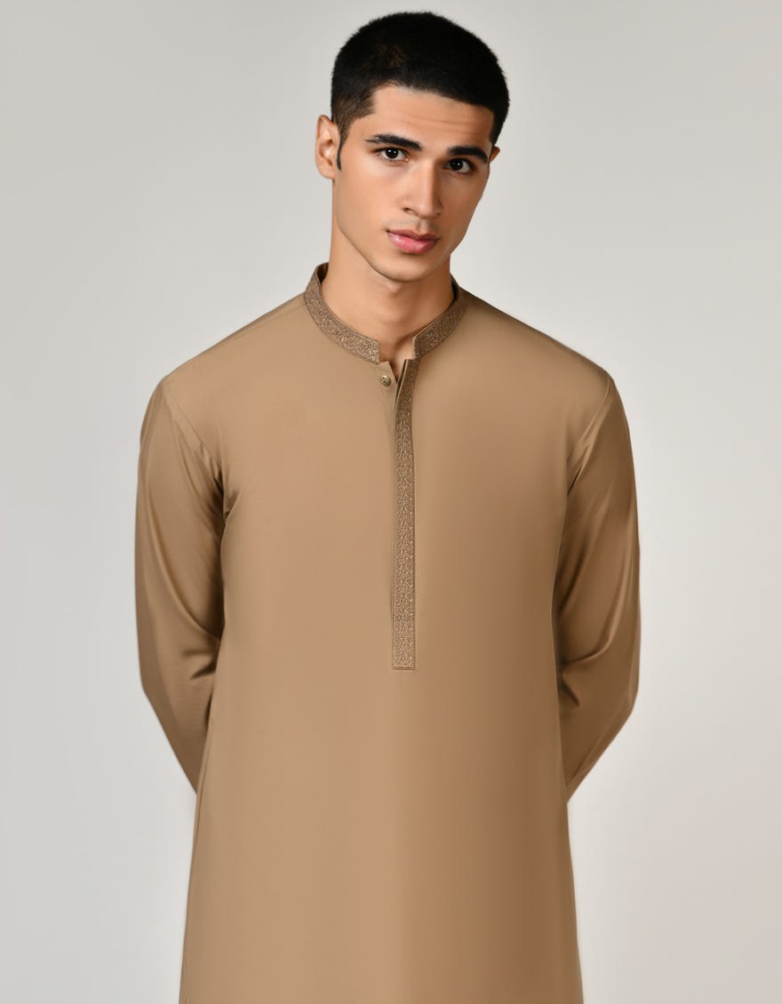 BROWN BLENDED KAMEEZ SHALWAR | JTKS-S-46155