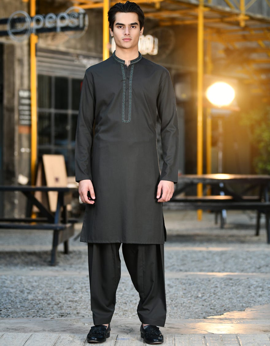 DULL GREEN BLENDED KAMEEZ SHALWAR | JTKS-A-46158