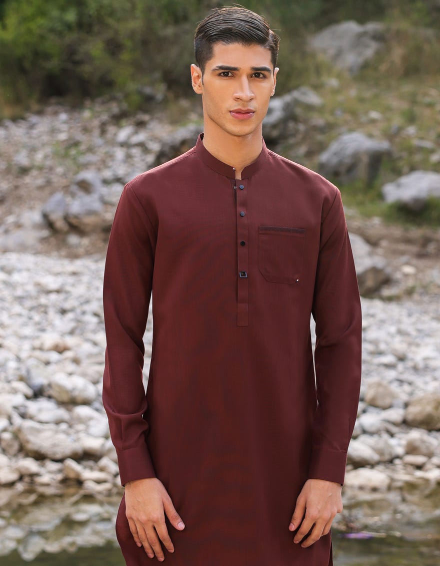 RED POLYESTER KURTA PAJAMA | JTKP-S-46164