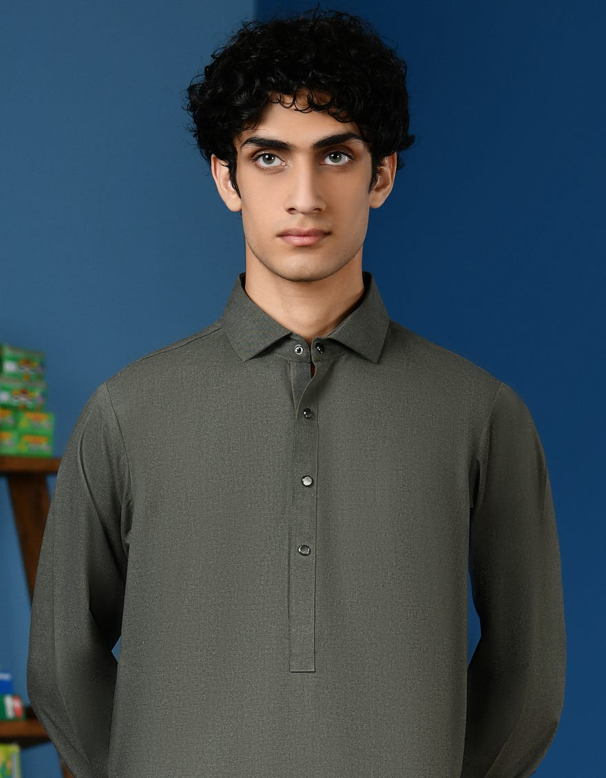 KAHI GREEN BLENDED KAMEEZ SHALWAR | JTKS-W-46190