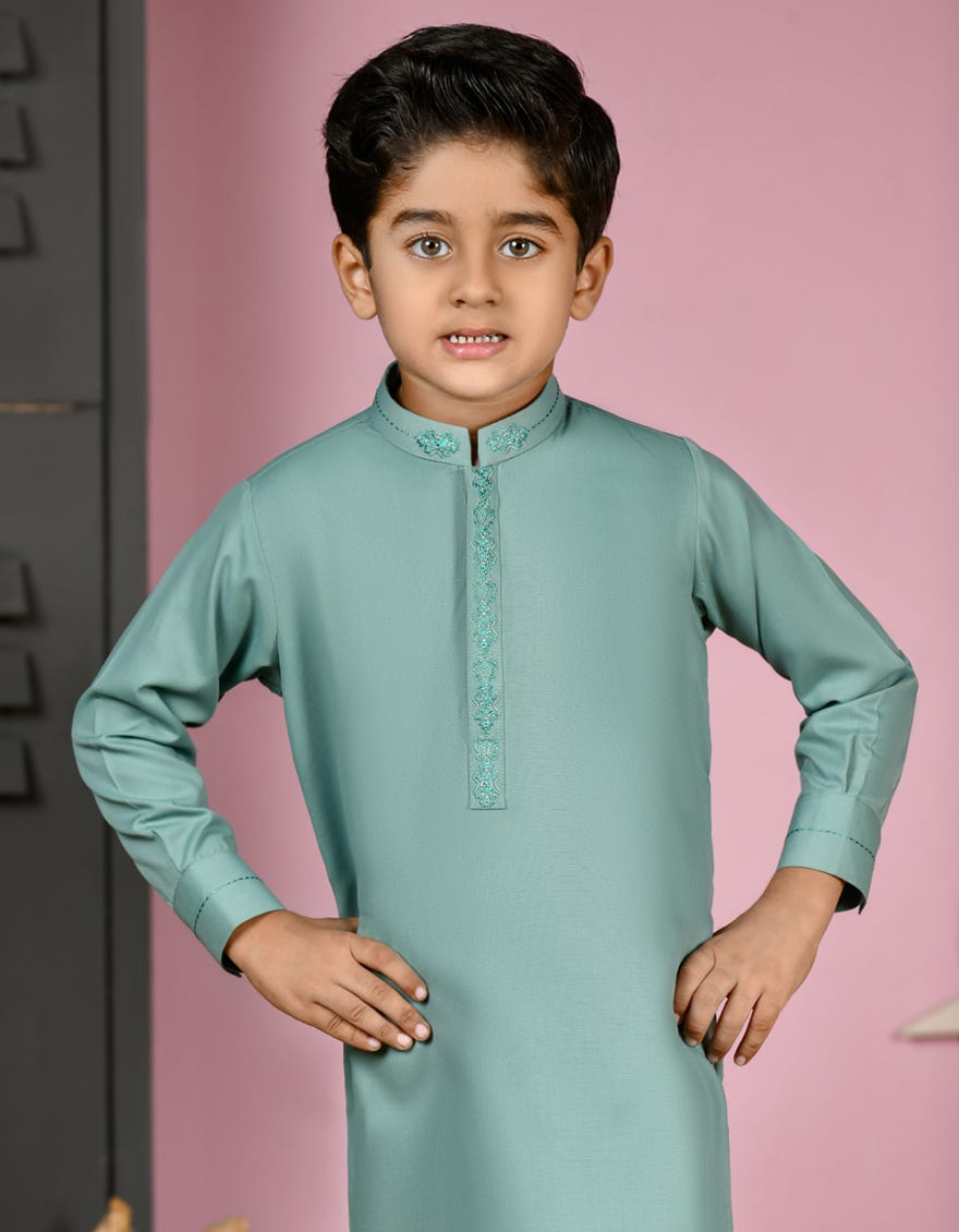 GREEN BLENDED KAMEEZ SHALWAR | JCKS-S-46195