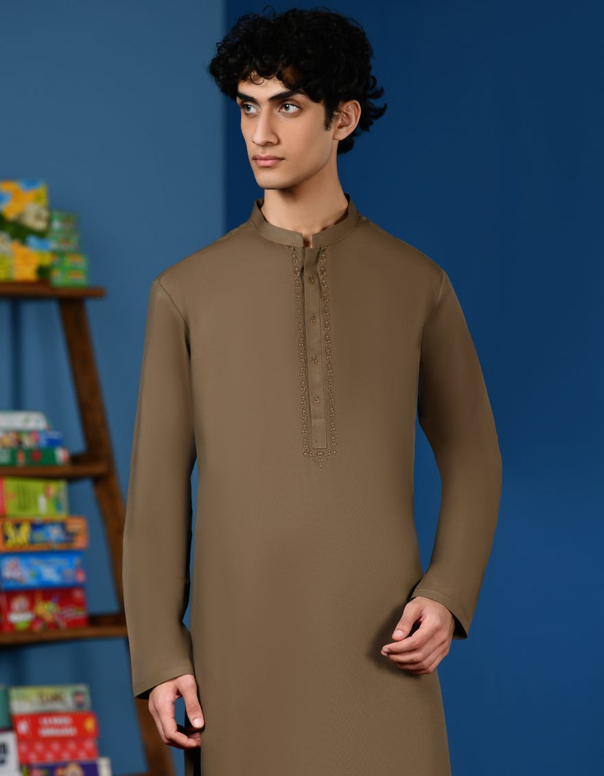 BROWN BLENDED KAMEEZ SHALWAR | JTKS-A-46196