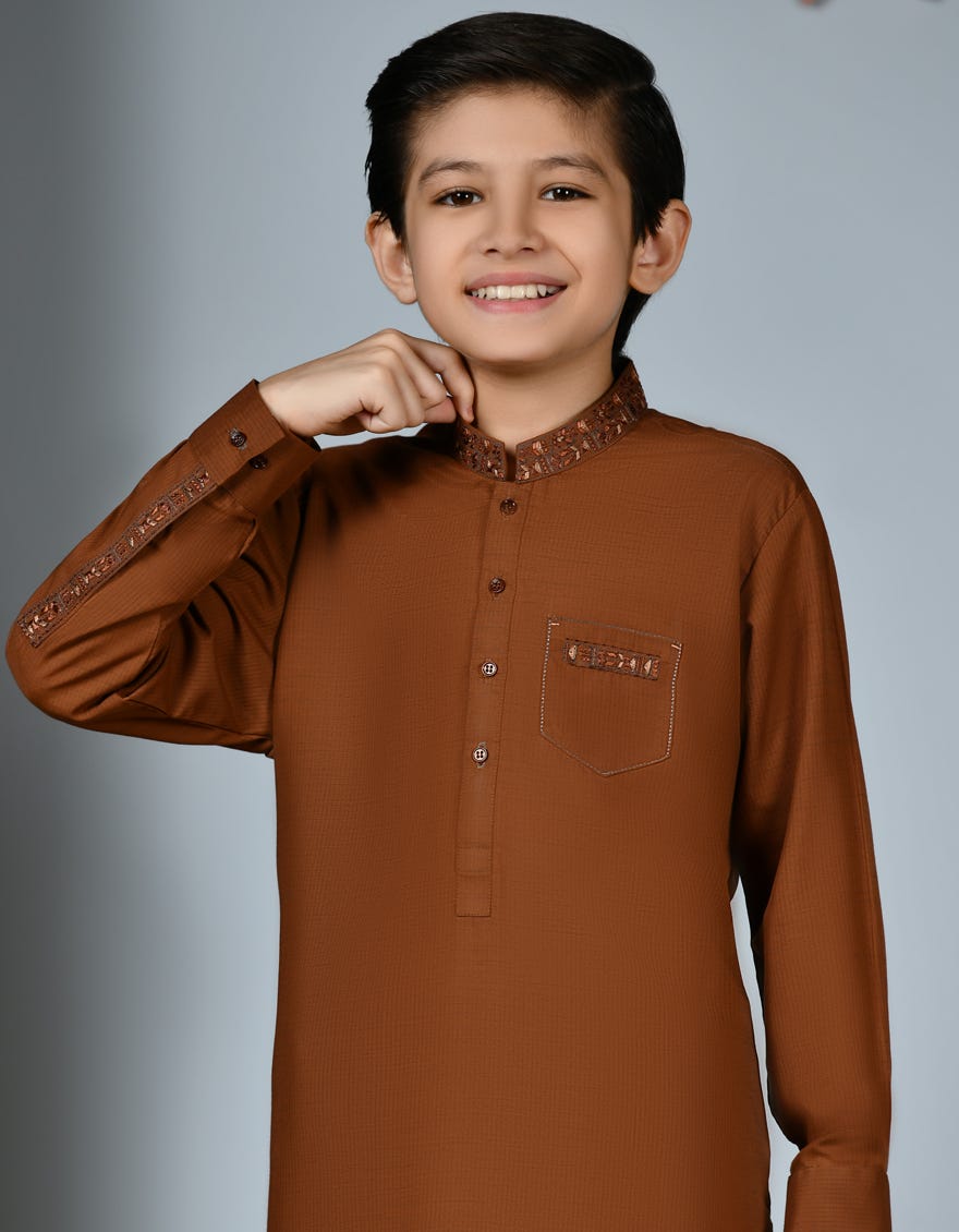 RUST BLENDED KAMEEZ SHALWAR | JCKS-S-46199