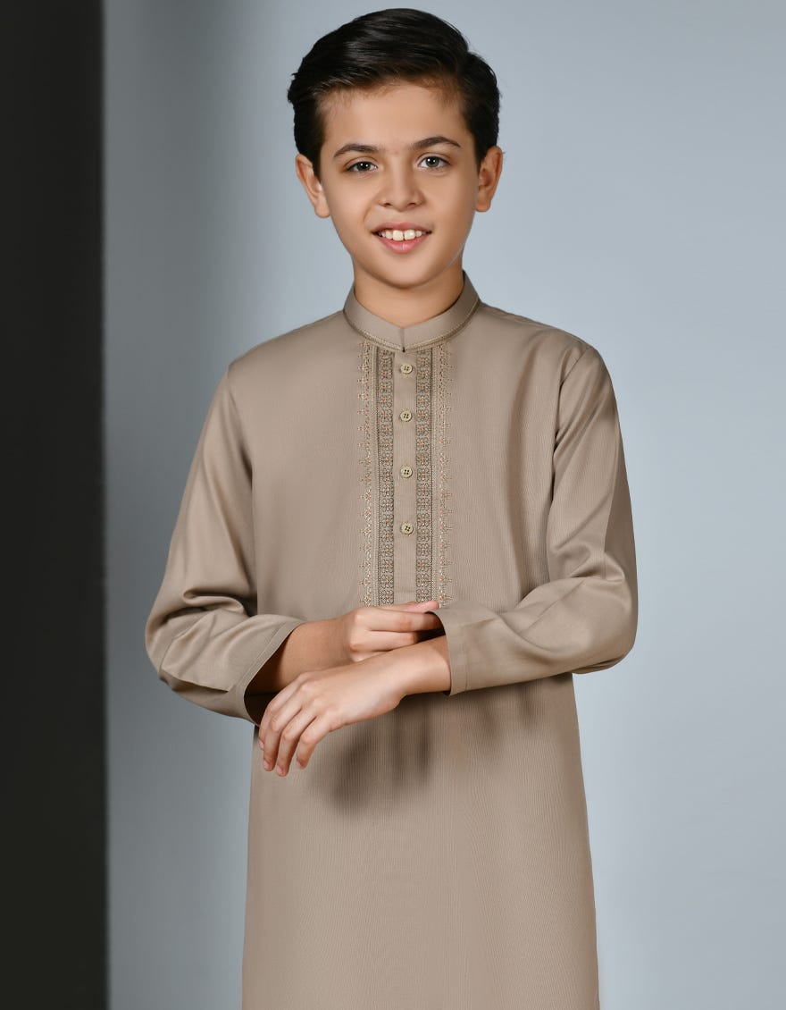 BEIGE BLENDED KAMEEZ SHALWAR | JCKS-S-46201