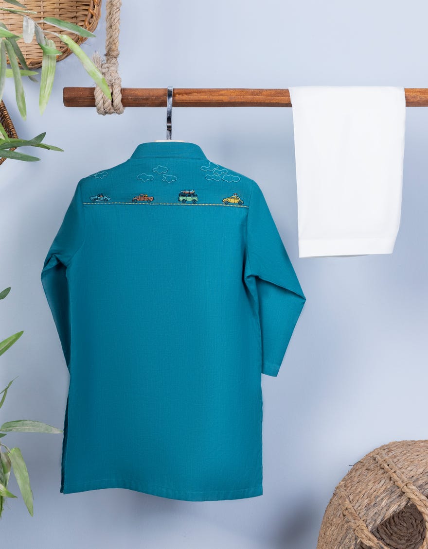 TURQUOISE COTTON KAMEEZ SHALWAR | JJIKS-S-46205