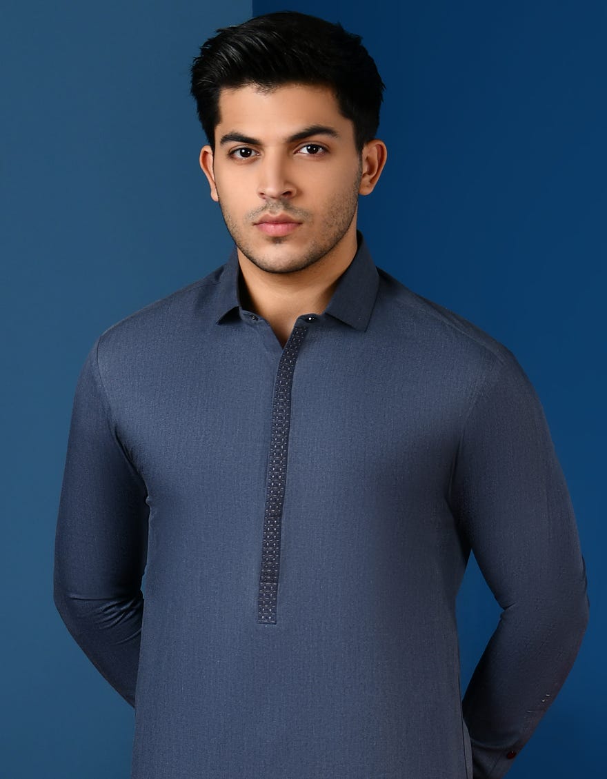 PIGEON BLUE BLENDED KAMEEZ SHALWAR | JTKS-S-46212