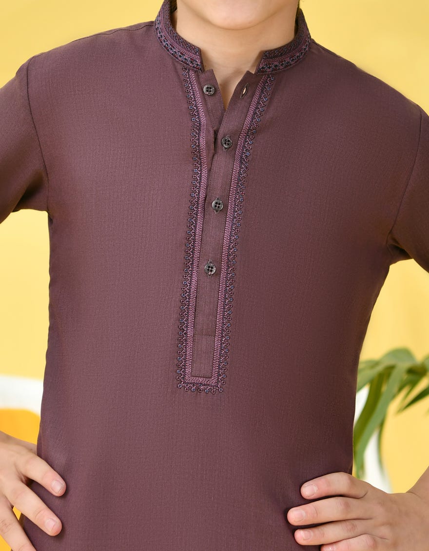DARK PLUM BLENDED KURTA PAJAMA | JCKP-S-46235