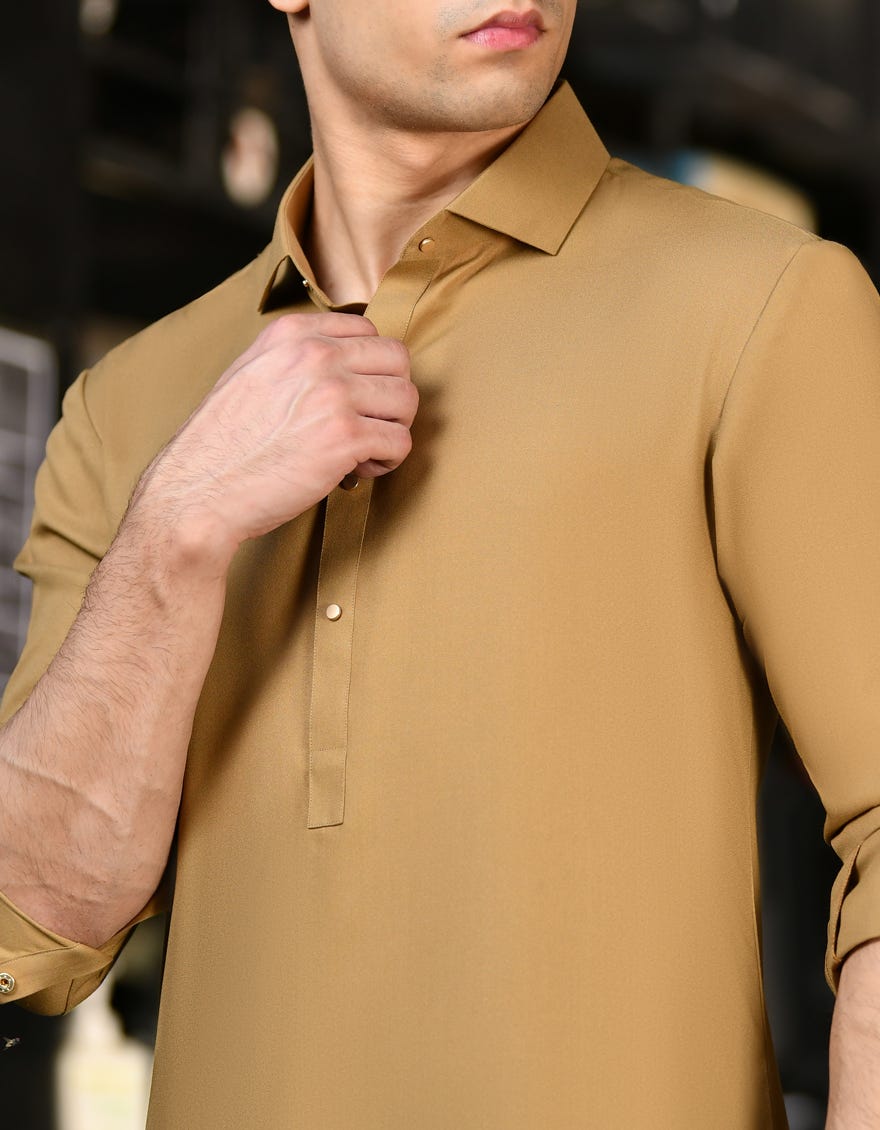 DULL GOLD BLENDED KAMEEZ SHALWAR | JTKS-S-46243