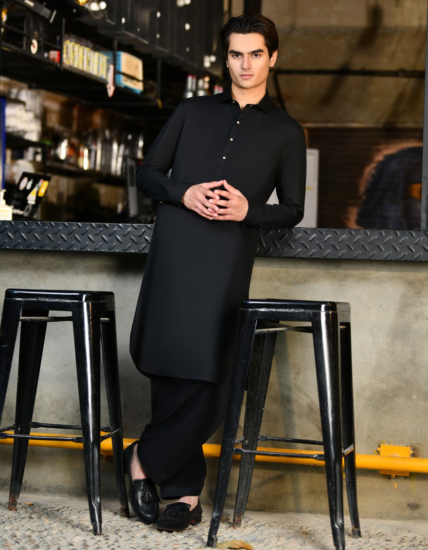 BLACK BLENDED KAMEEZ SHALWAR | JTKS-S-46245