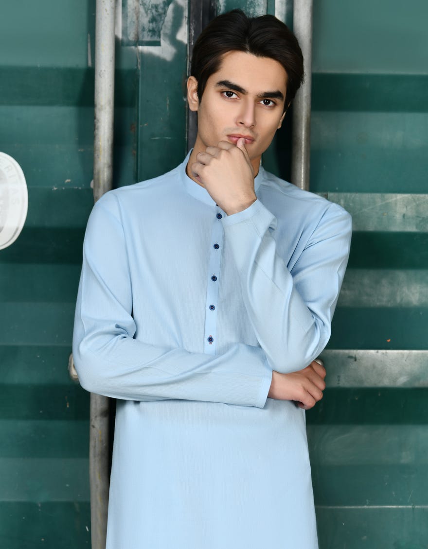 SKY BLUE COTTON KURTA | JTK-A-46252