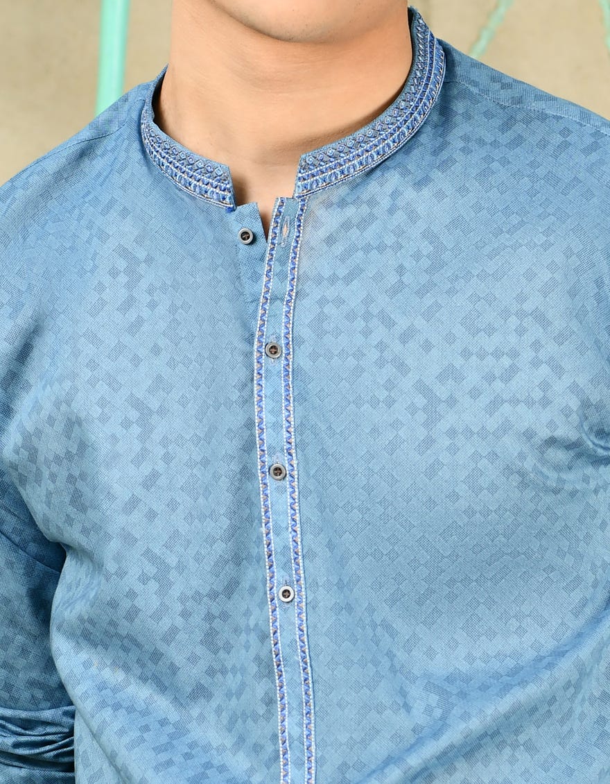 LIGHT BLUE COTTON KURTA | JTK-S-46262
