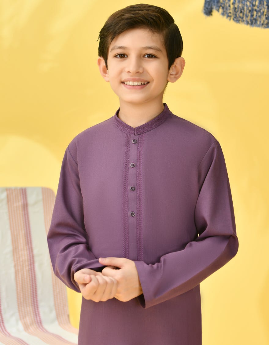 PURPLE BLENDED KURTA PAJAMA | JCKP-S-46263