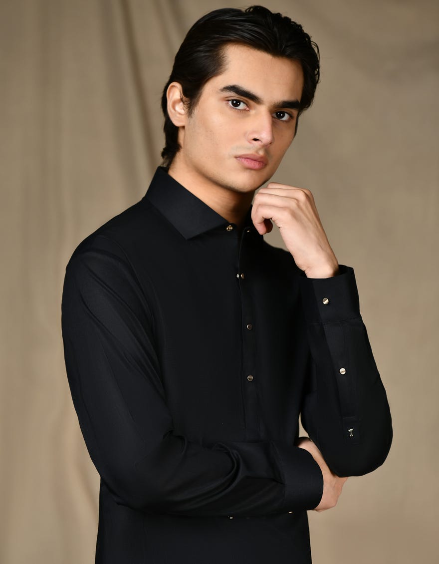 BLACK COTTON KAMEEZ SHALWAR | JTKS-S-46269