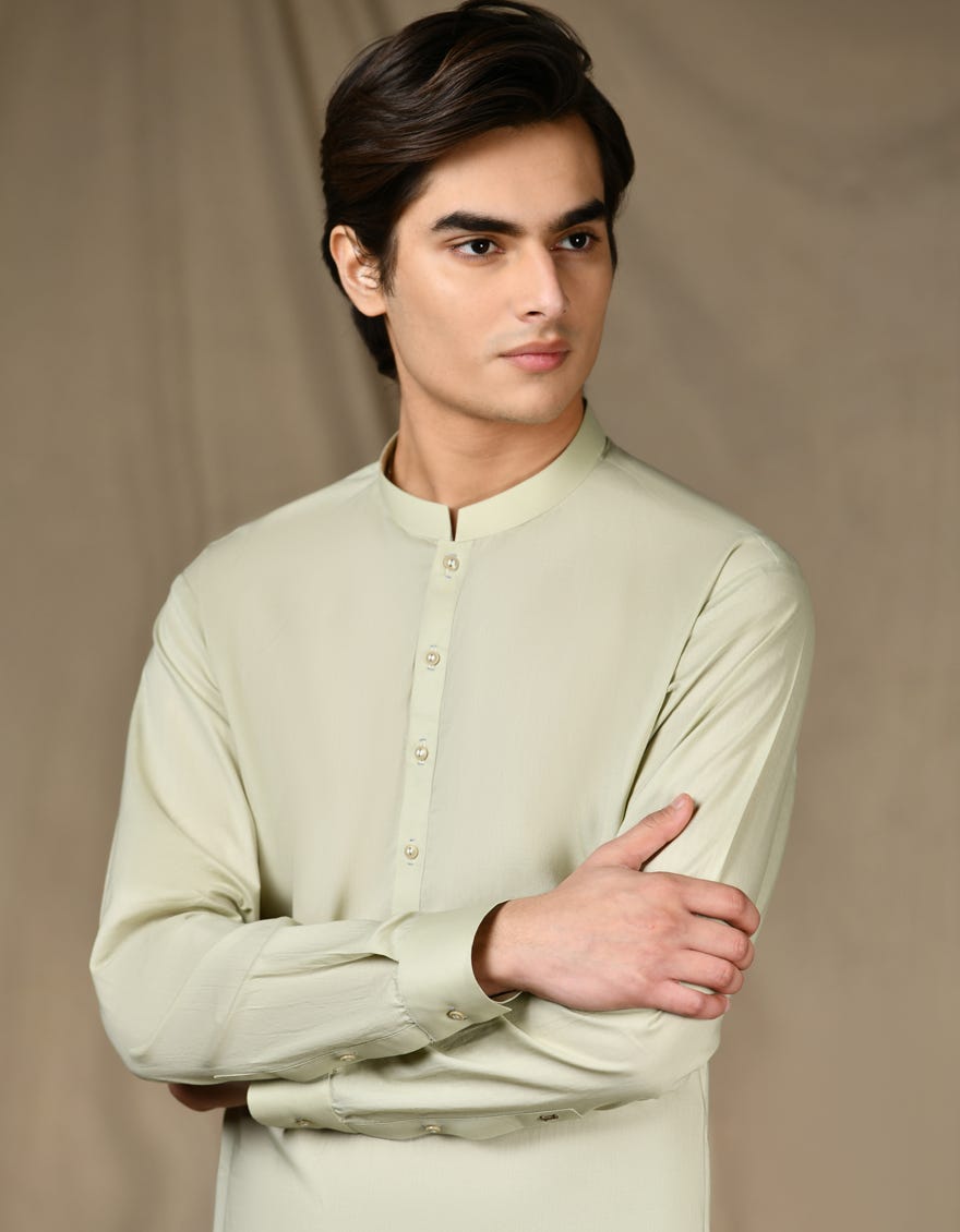 SAGE GREEN COTTON KAMEEZ SHALWAR | JTKS-S-46277