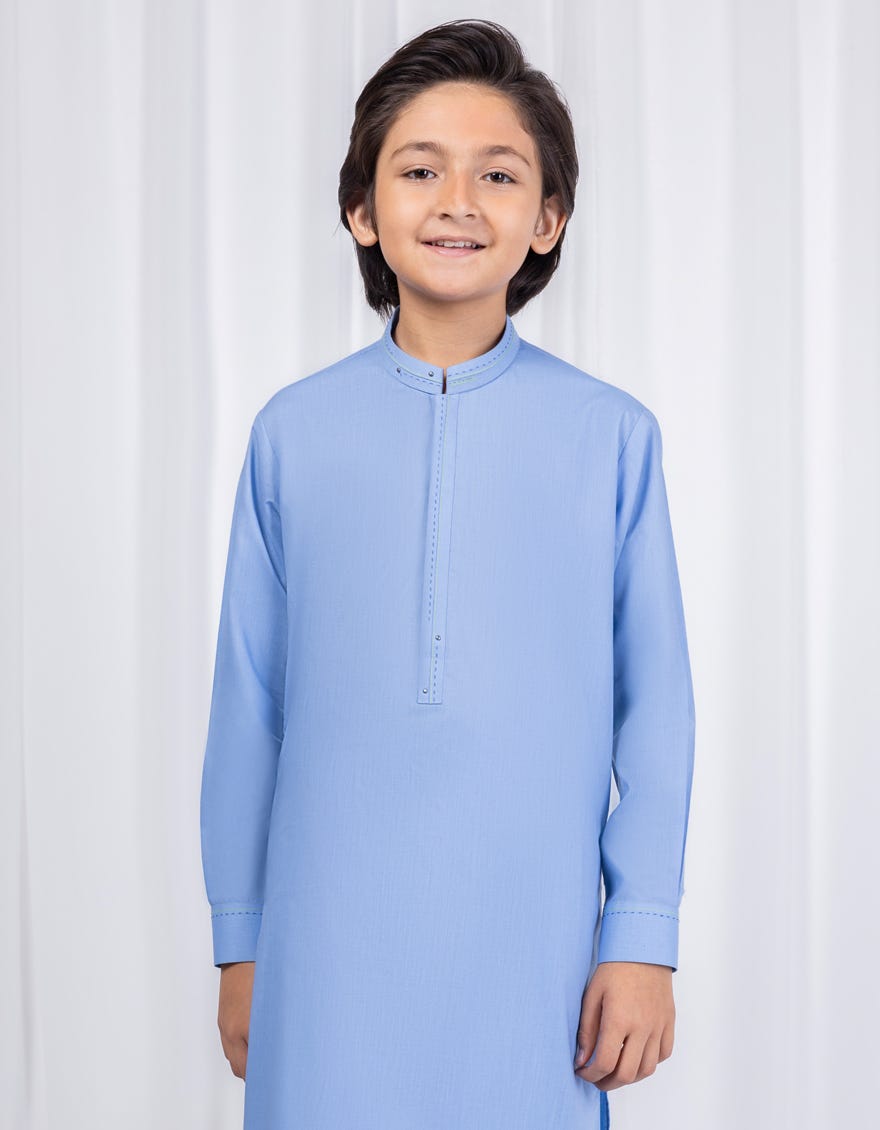 SKY BLUE BLENDED KAMEEZ SHALWAR | JCKS-S-46323