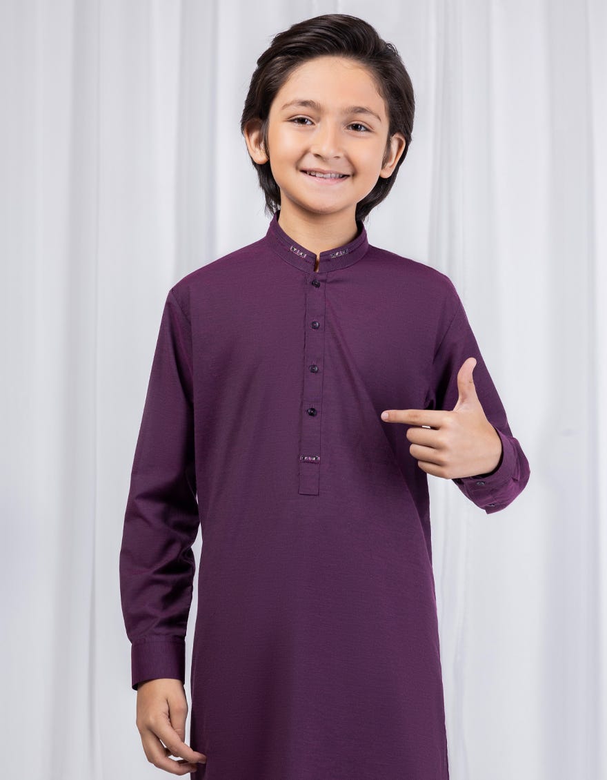 PLUM BLENDED KURTA PAJAMA | JCKP-S-46325